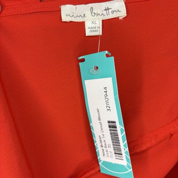 NINE BRITTON NEW Vicki Back Tie Detail Blouse Womens XL Red Stitch Fix - Picture 2 of 7